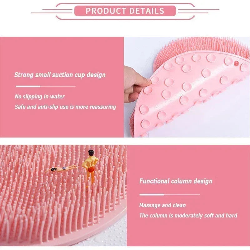 Exfoliating Shower Massage Scraper Bathroom Non-Slip Bath Mat Back Massage Brush Silicone Foot Wash Body Cleaning Bathing Tool