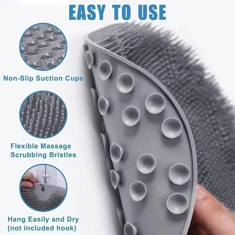 Exfoliating Shower Massage Scraper Bathroom Non-Slip Bath Mat Back Massage Brush Silicone Foot Wash Body Cleaning Bathing Tool