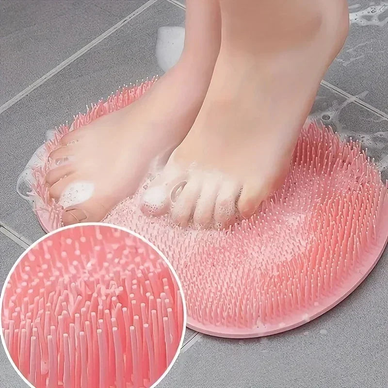 Exfoliating Shower Massage Scraper Bathroom Non-Slip Bath Mat Back Massage Brush Silicone Foot Wash Body Cleaning Bathing Tool